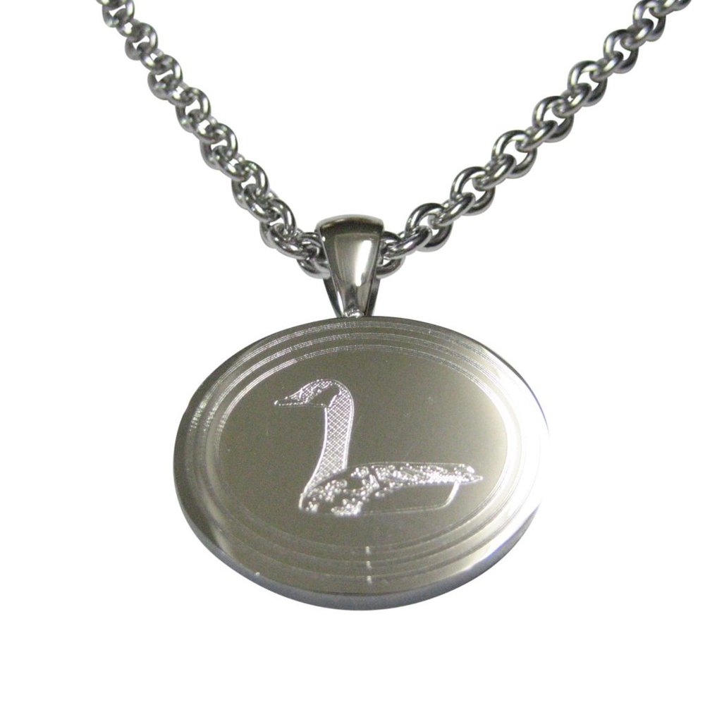 Oval Sitting Goose Bird Pendant Necklace